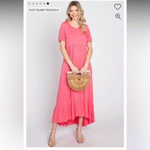 NEW Coral Crochet Back Maternity Midi Dress